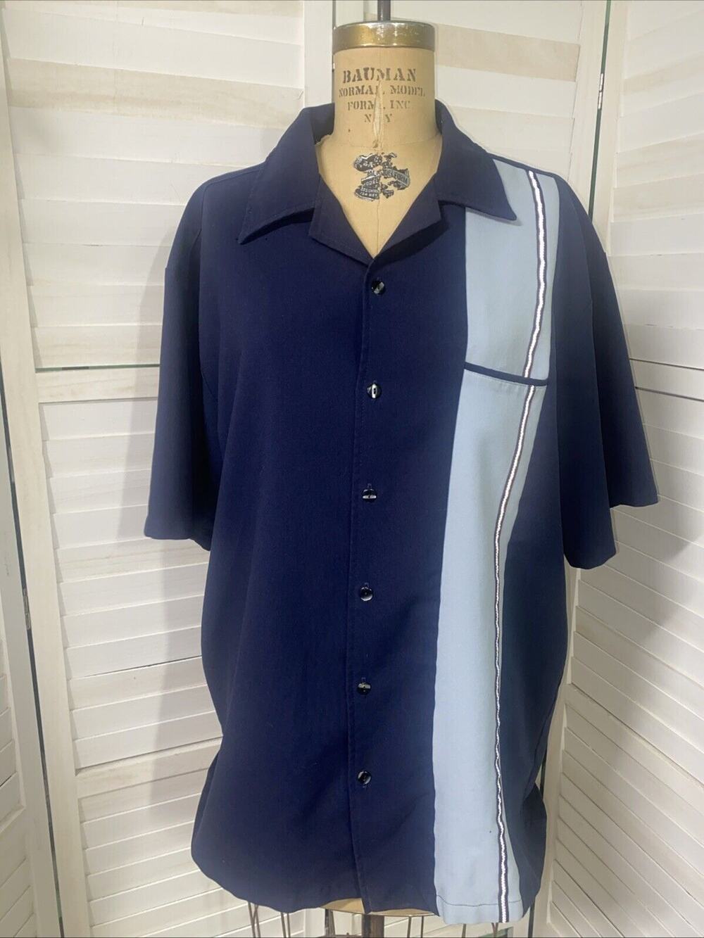 Vintage Anchor Black Blue Button Up Shirt Men’s Tony Soprano Cubana Sz XL